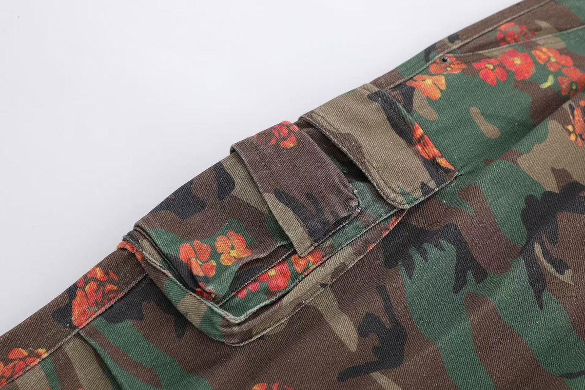 Camo Floral Baggy Wide-Leg Jorts
