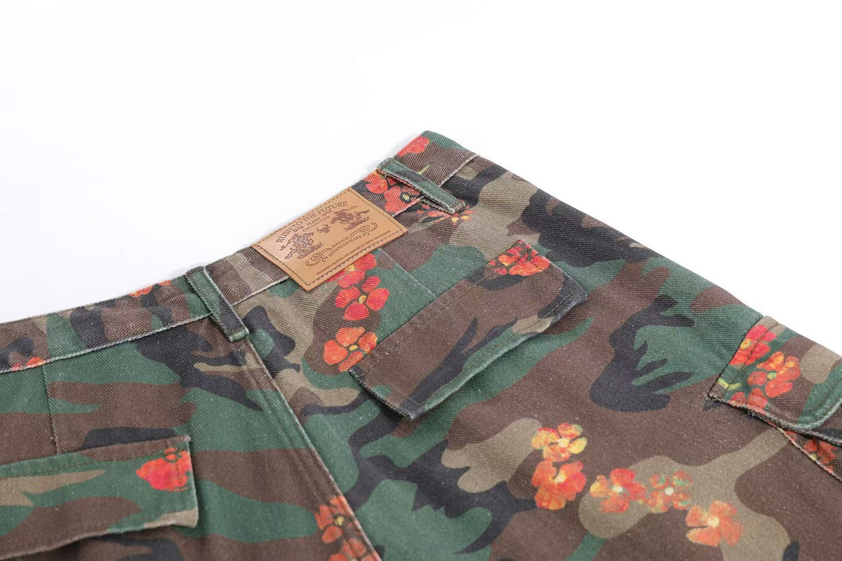 Camo Floral Baggy Wide-Leg Jorts