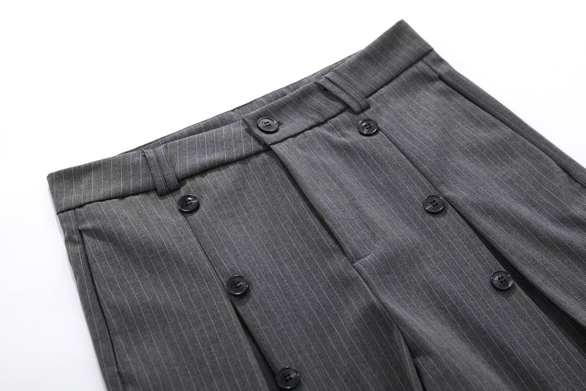 Pinstripe Double Breasted Wide-Leg Jorts