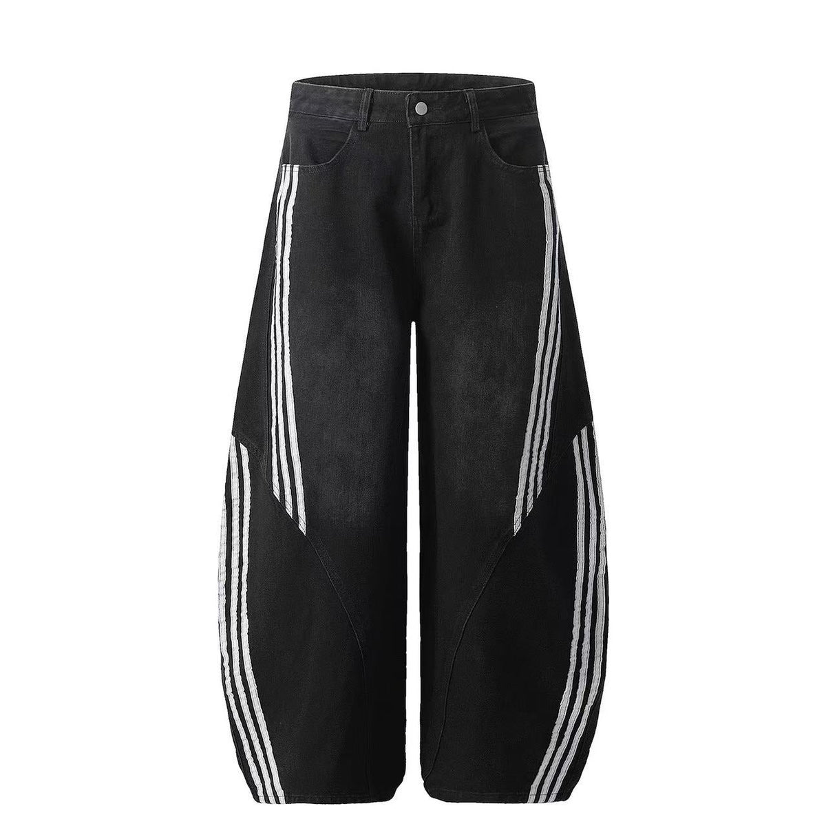 Contrast Striped Stitching Baggy Jeans