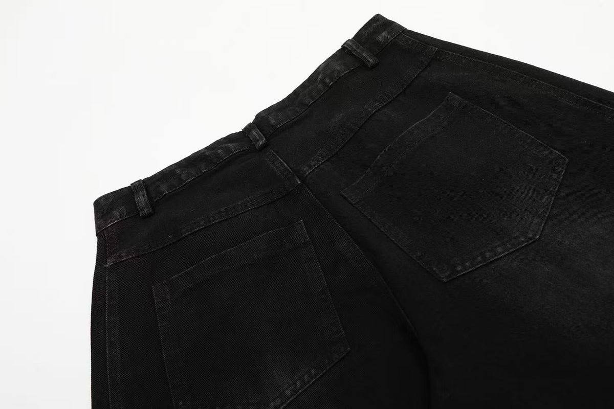 Contrast Striped Stitching Baggy Jeans