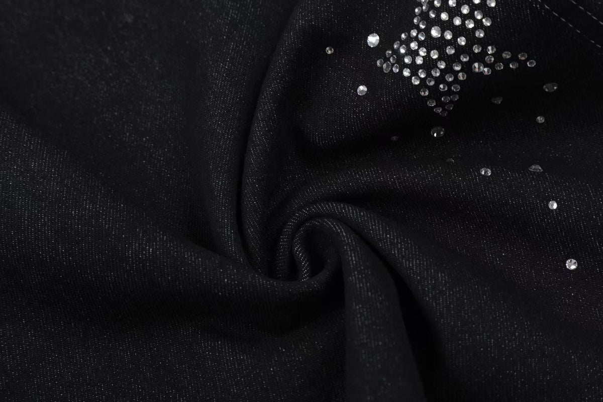 Streetwear Rhinestone Splatter Wide-Leg Jorts