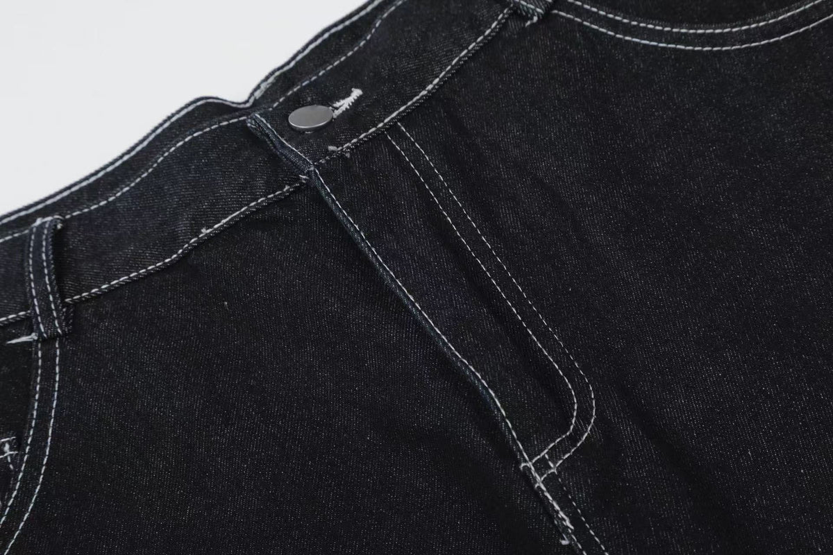 Streetwear Rhinestone Splatter Wide-Leg Jorts