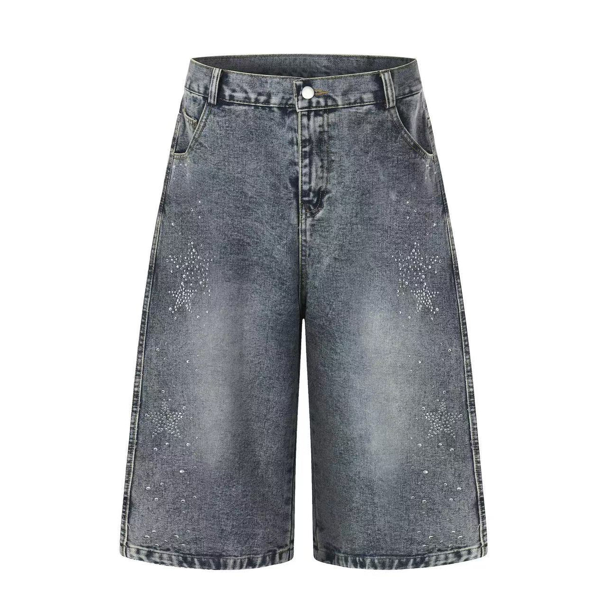 Streetwear Rhinestone Splatter Wide-Leg Jorts