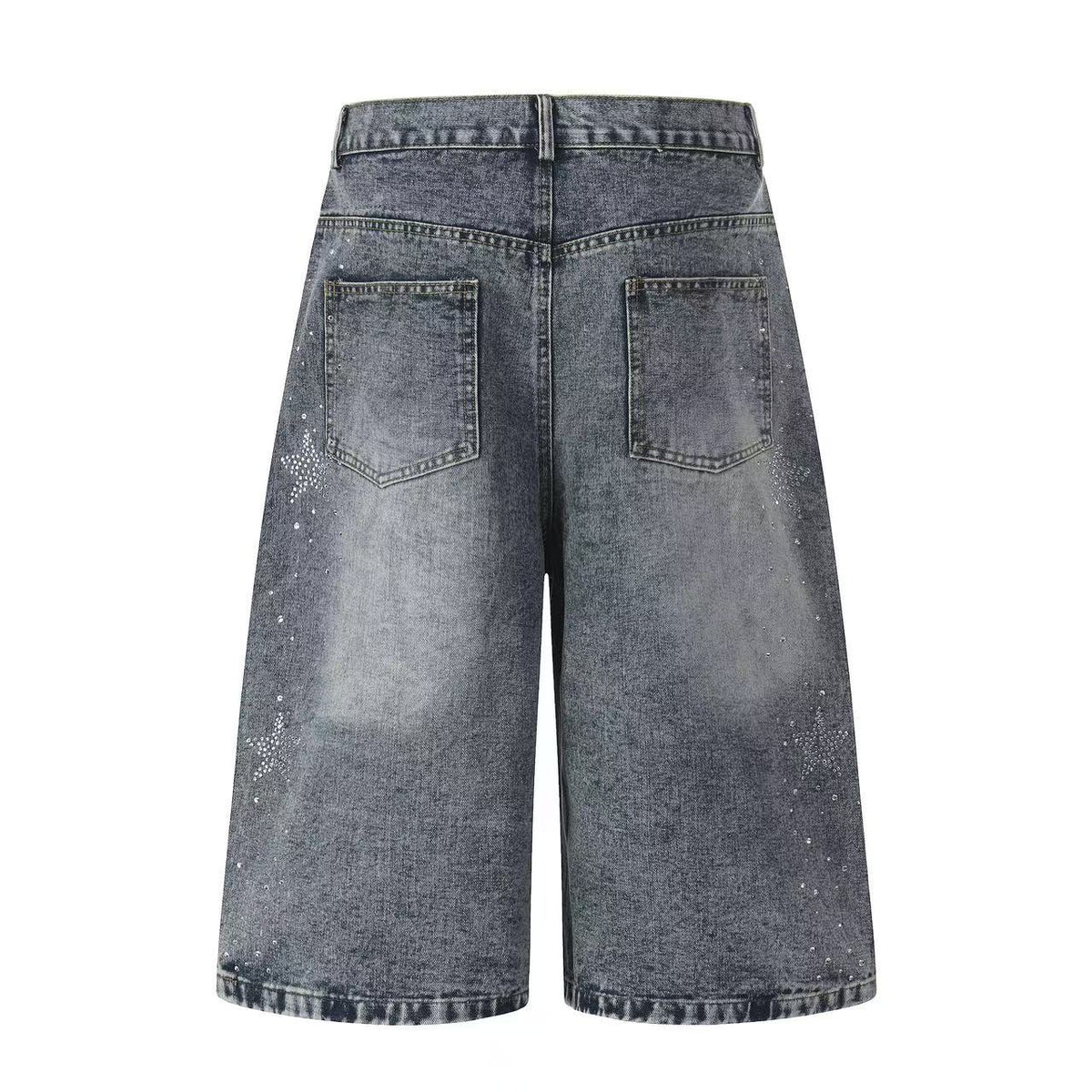 Streetwear Rhinestone Splatter Wide-Leg Jorts