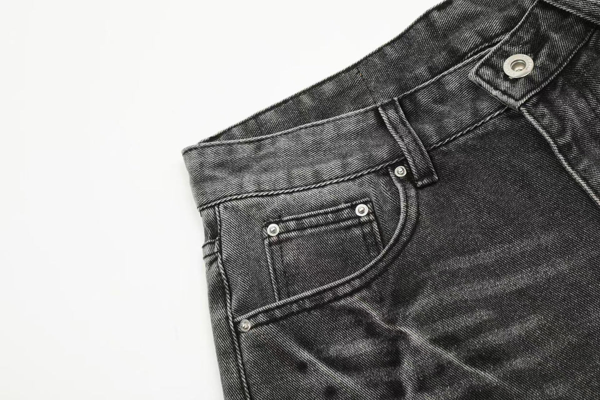 Distressed Washed Wide-Leg Jorts