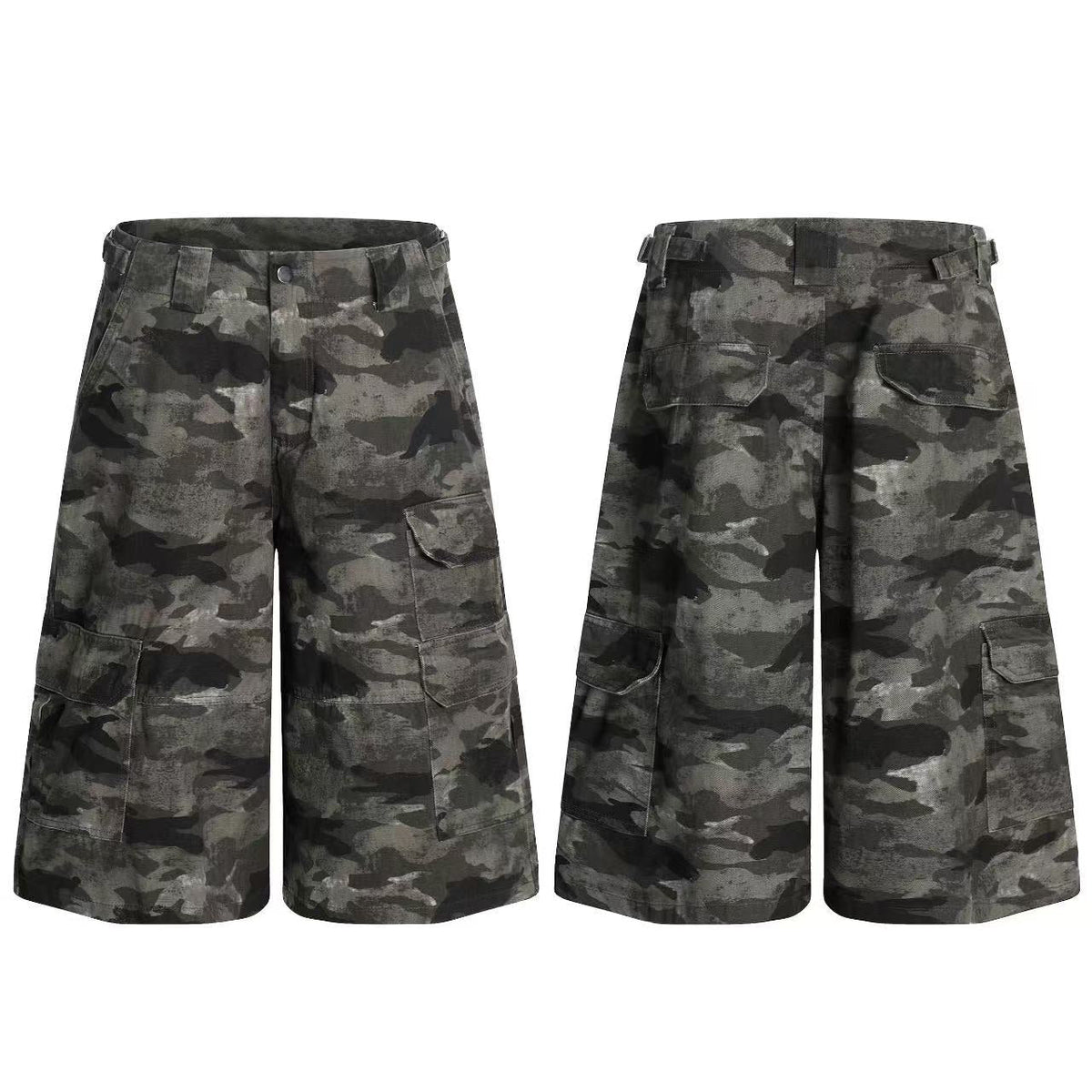Camo Wide-Leg Knee-Length Jorts
