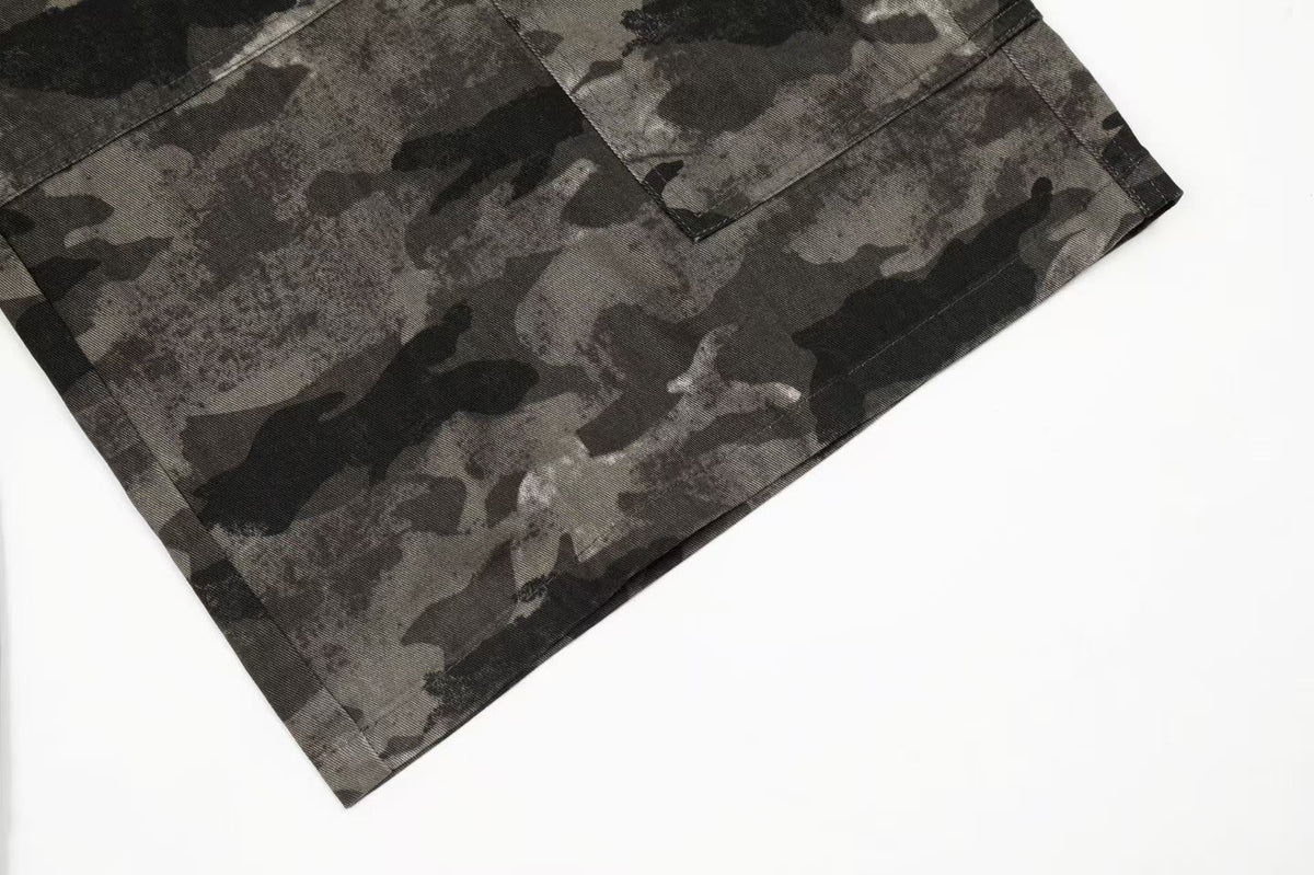 Camo Wide-Leg Knee-Length Jorts