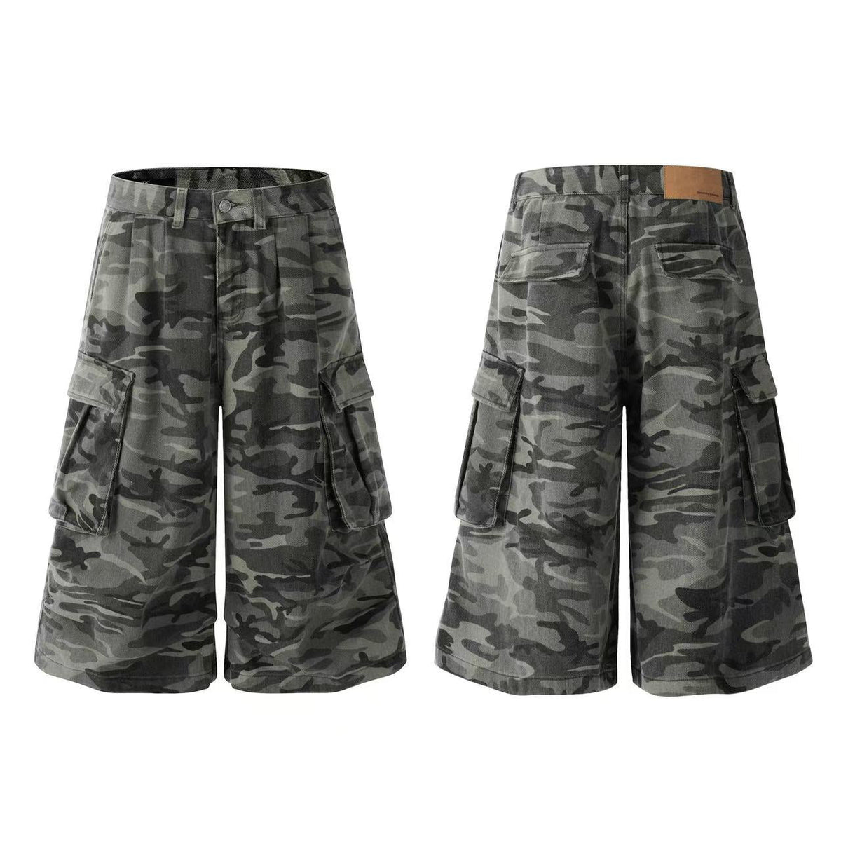 Camo Wide-Leg Knee-Length Jorts