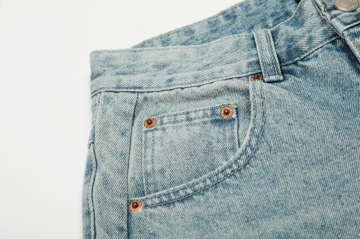 Distressed Vintage Washed Wide-Leg Jorts