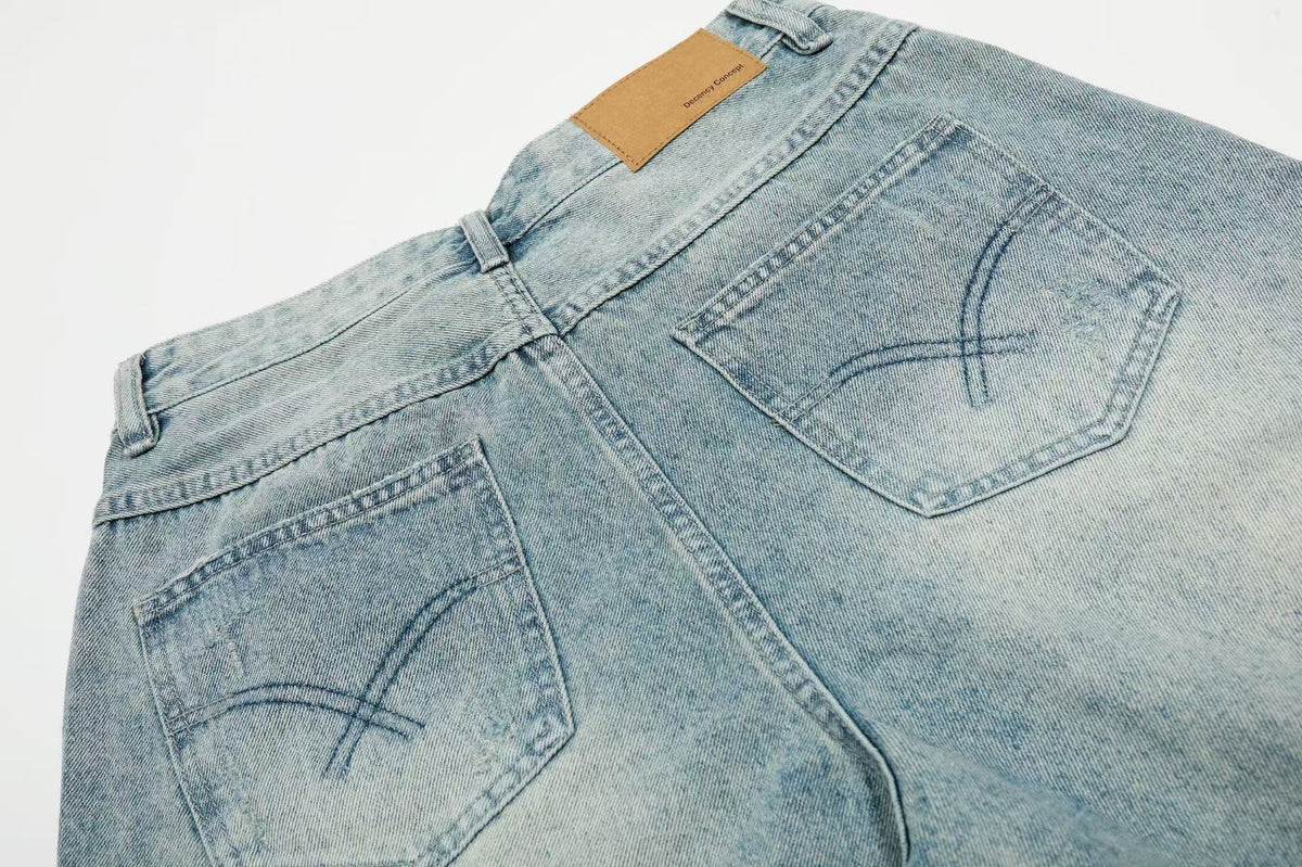 Distressed Vintage Washed Wide-Leg Jorts