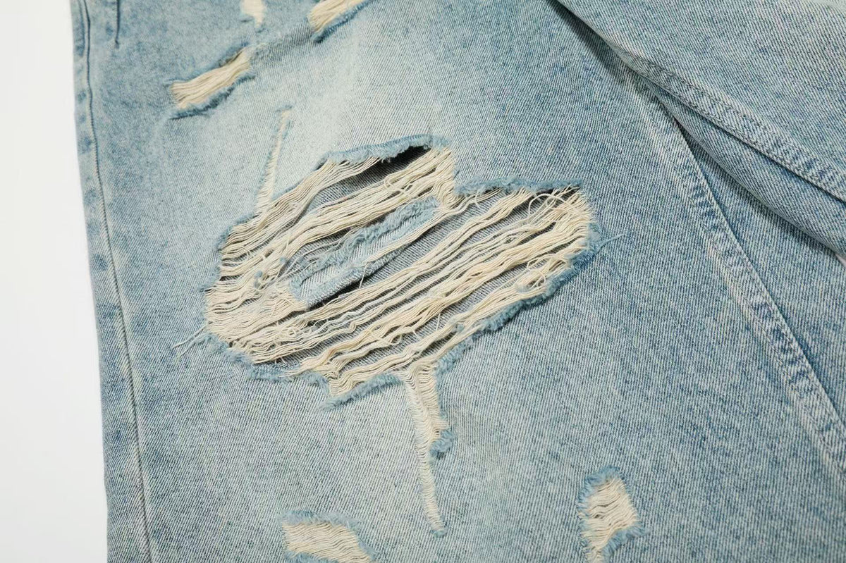 Distressed Vintage Washed Wide-Leg Jorts