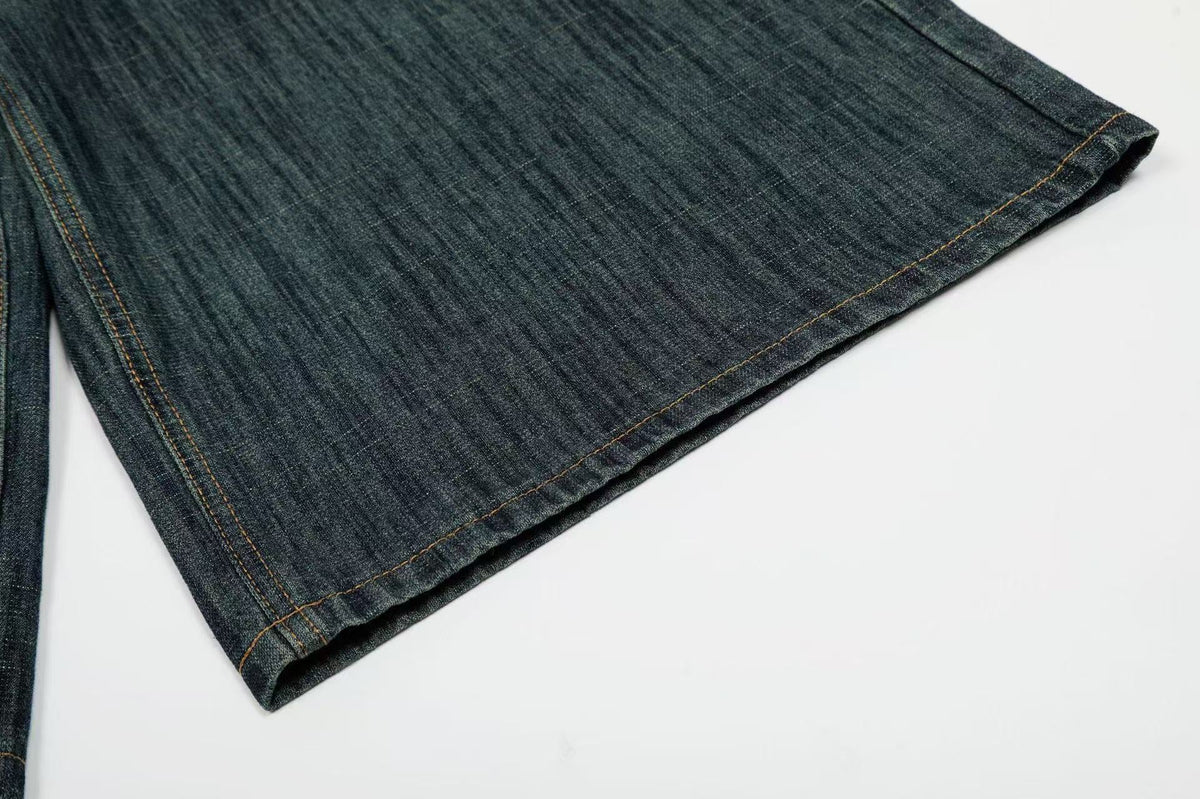 Vintage Washed Wide-Leg Denim Jorts