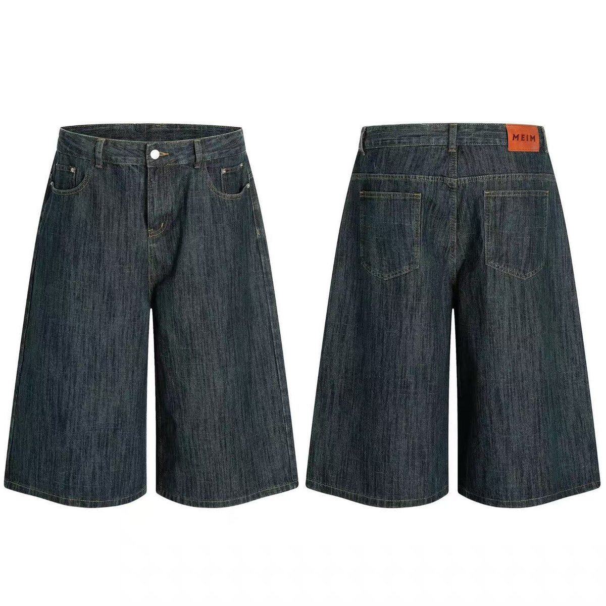 Vintage Washed Wide-Leg Denim Jorts