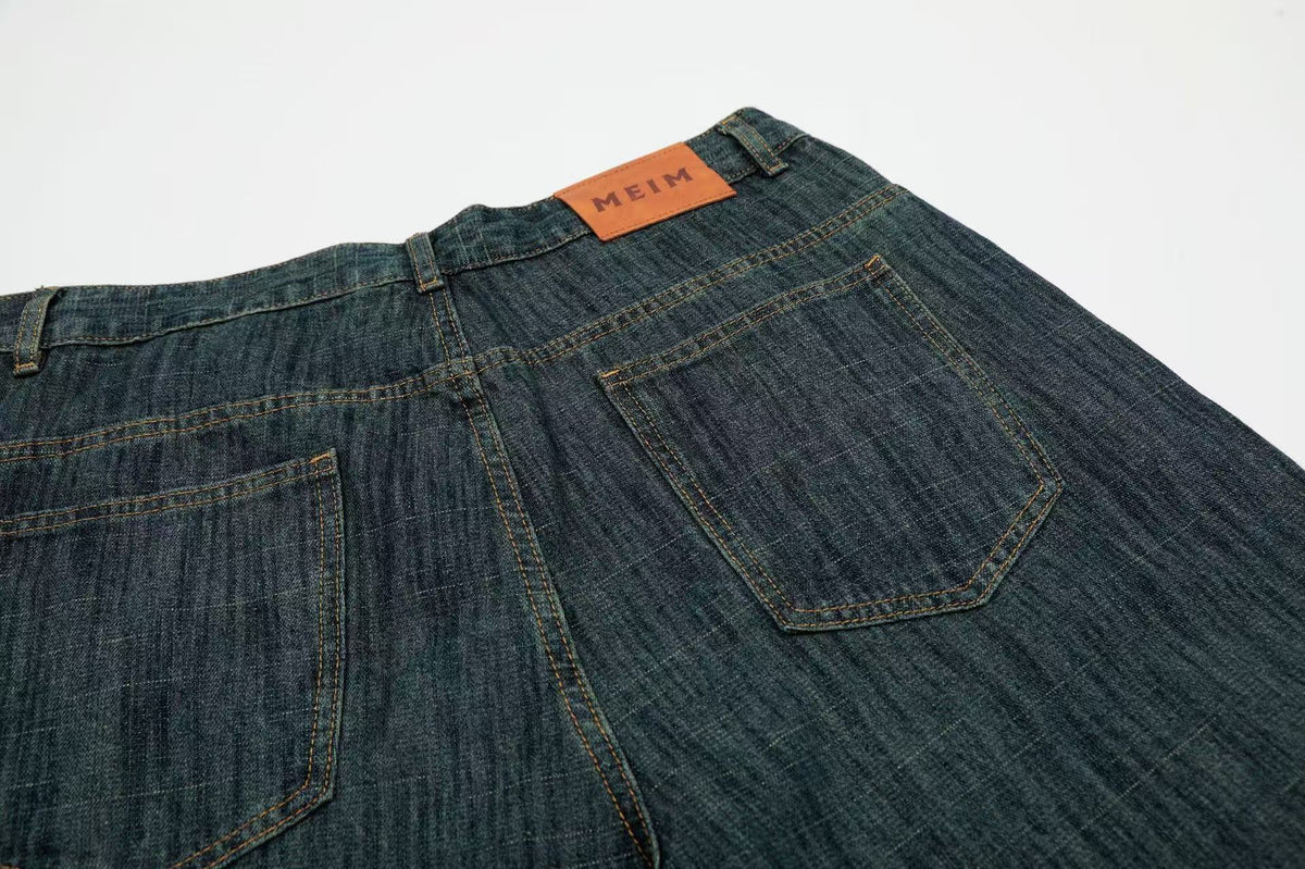 Vintage Washed Wide-Leg Denim Jorts