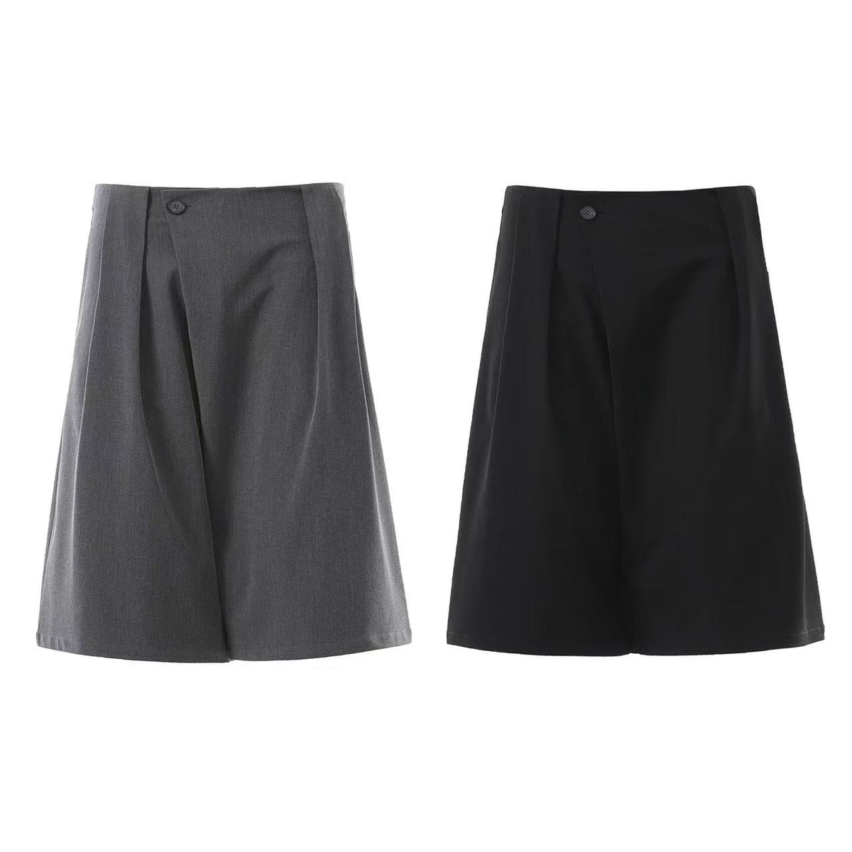Wrap Front Pleated Wide-Leg Shorts