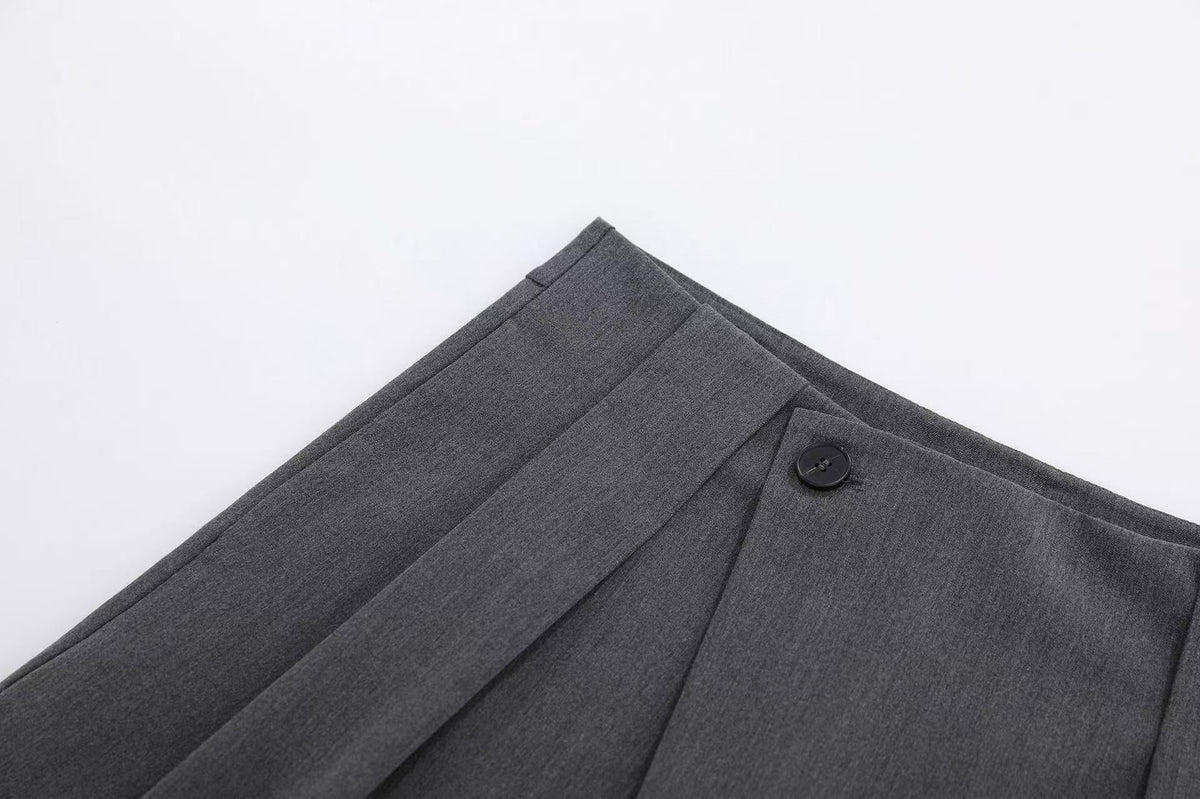Wrap Front Pleated Wide-Leg Shorts