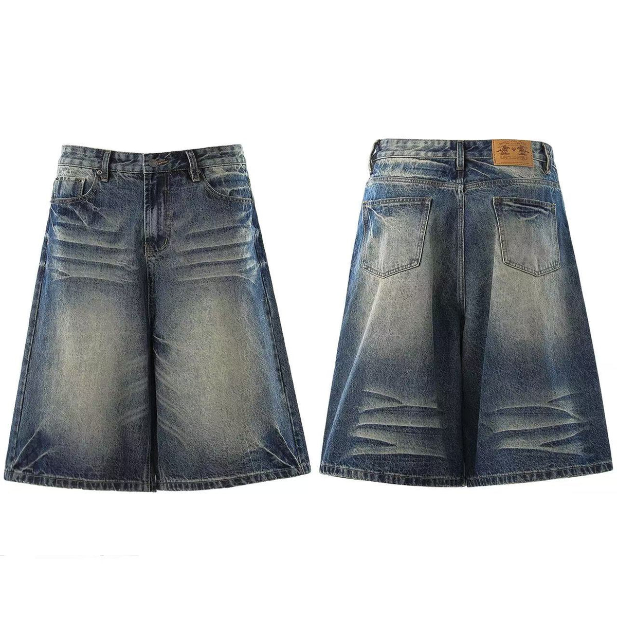 Vintage Washed Wide-Leg Knee-Length Jorts