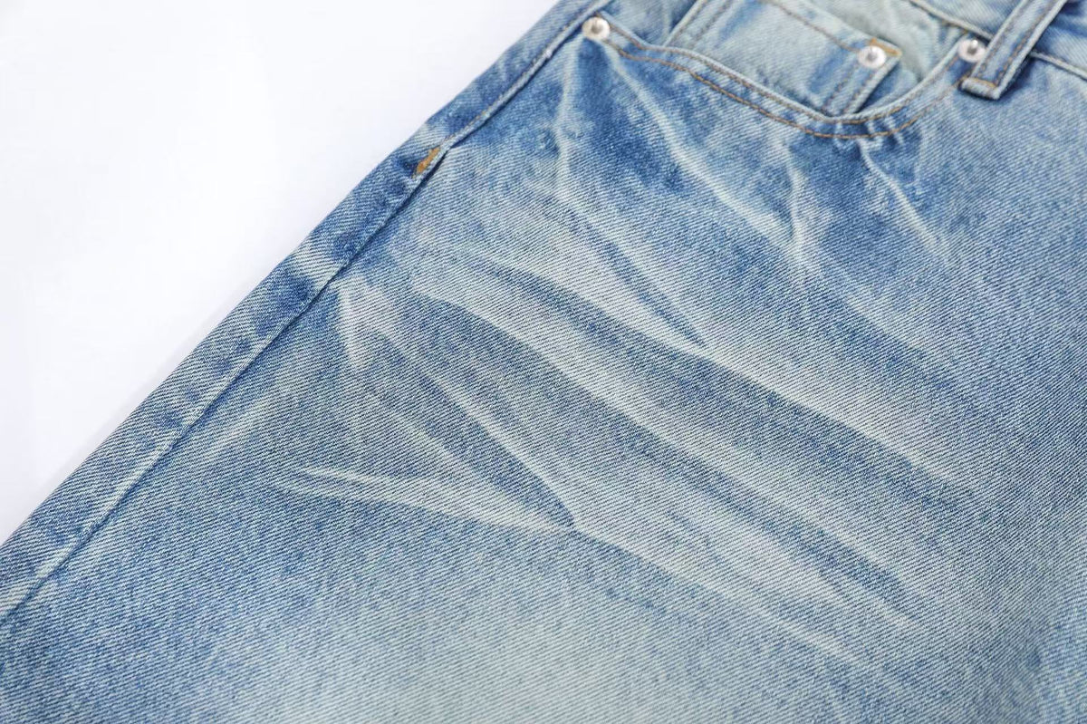 Vintage Washed Wide-Leg Knee-Length Jorts