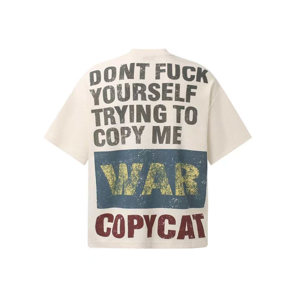 Streetwear Waffle Knit Slogan Print T-Shirt
