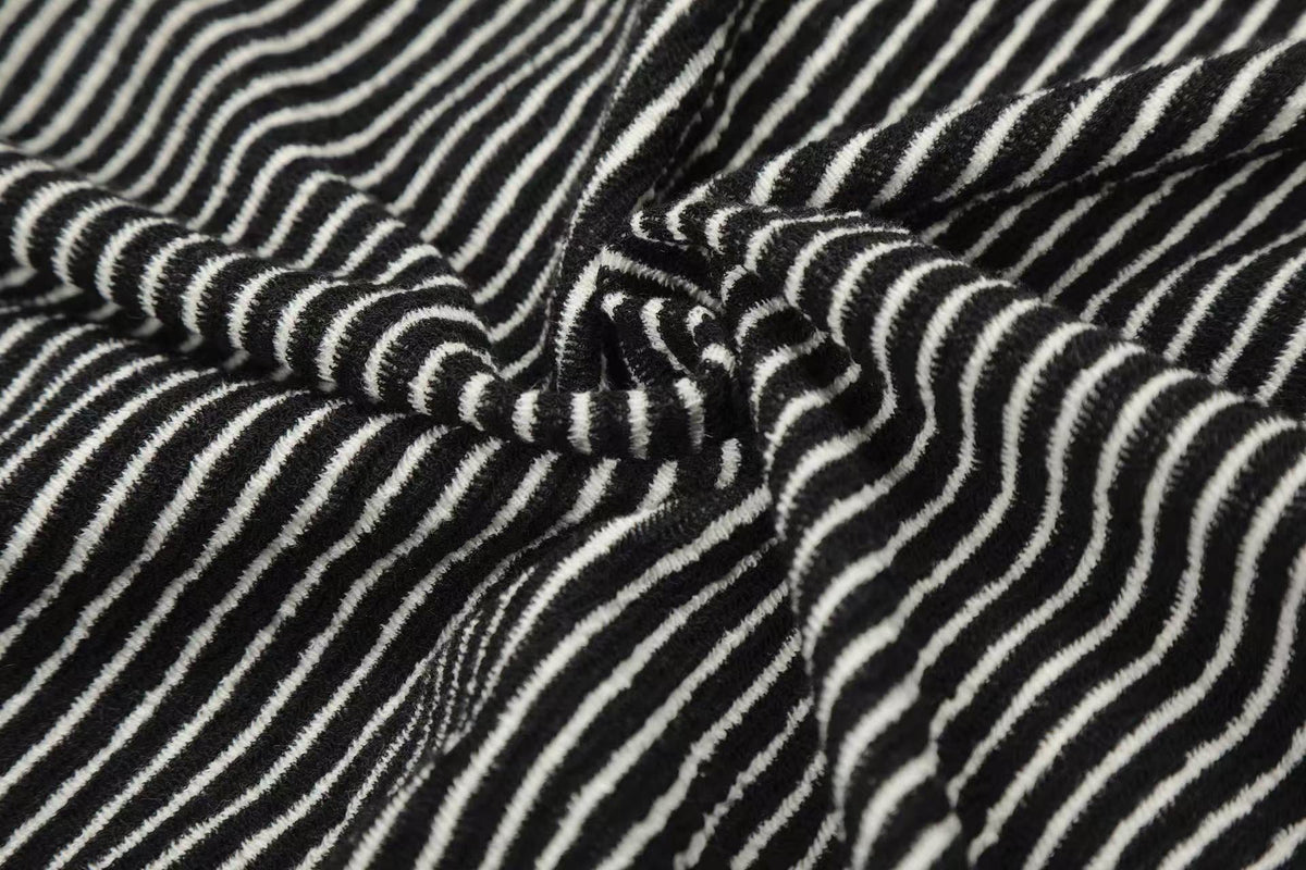 Studded Bear Ear Striped Zip-Up Hoodie