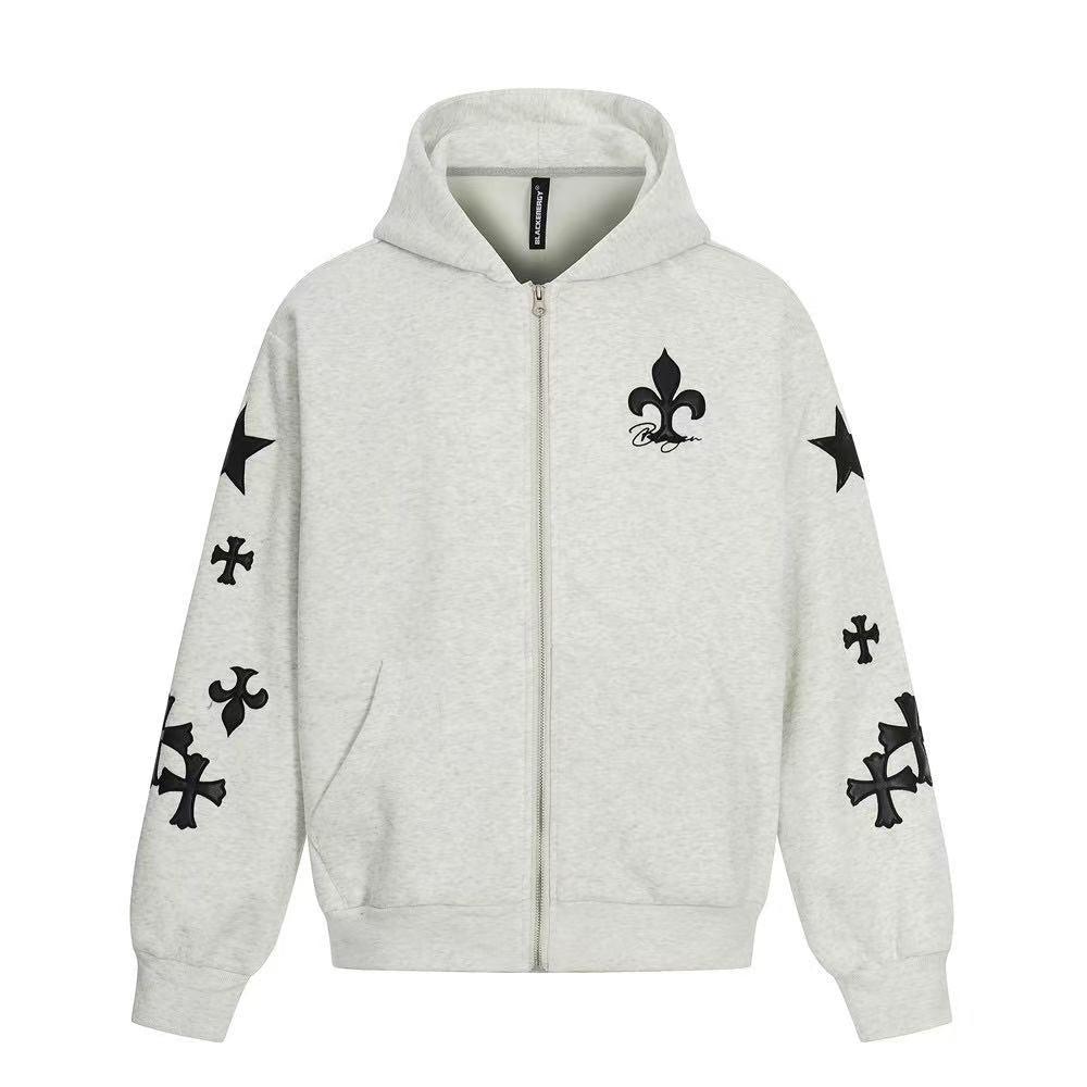 Vintage Gothic Cross Zip-Up Hoodie