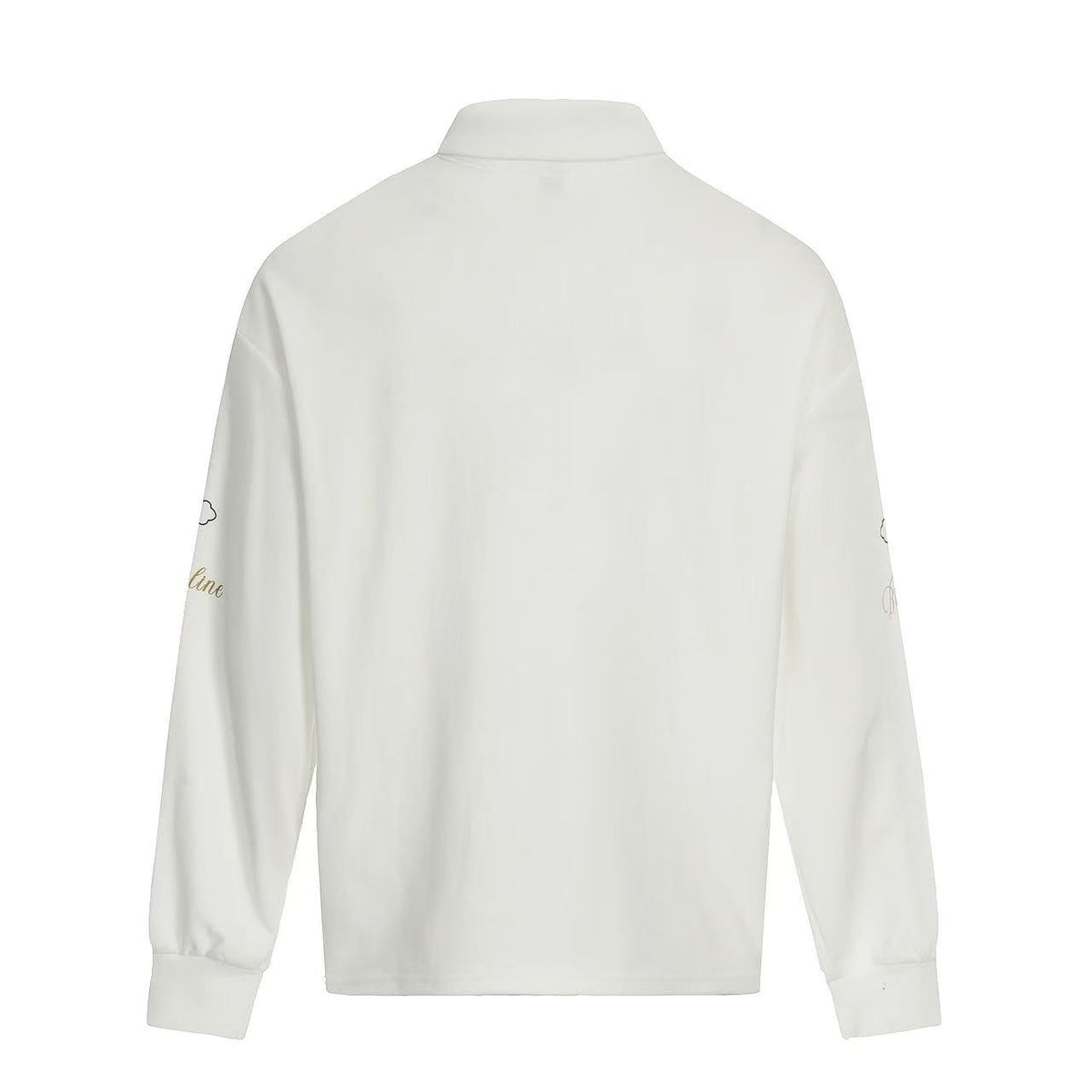 Streetwear Heraldic Crest Print Long Sleeve Polo Shirt