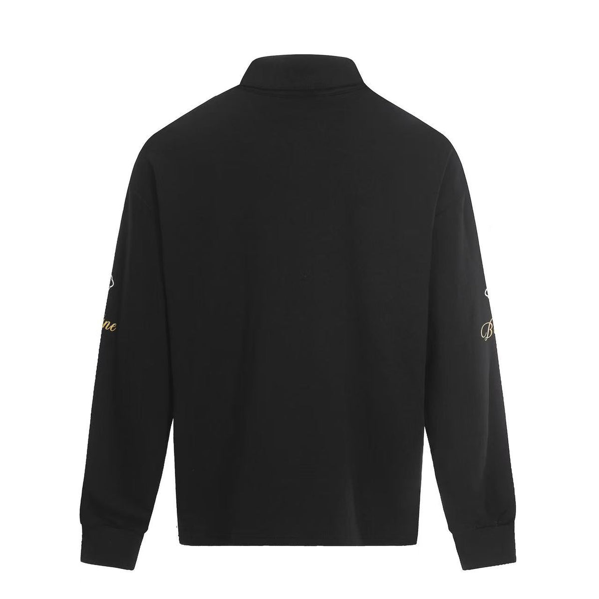 Streetwear Heraldic Crest Print Long Sleeve Polo Shirt
