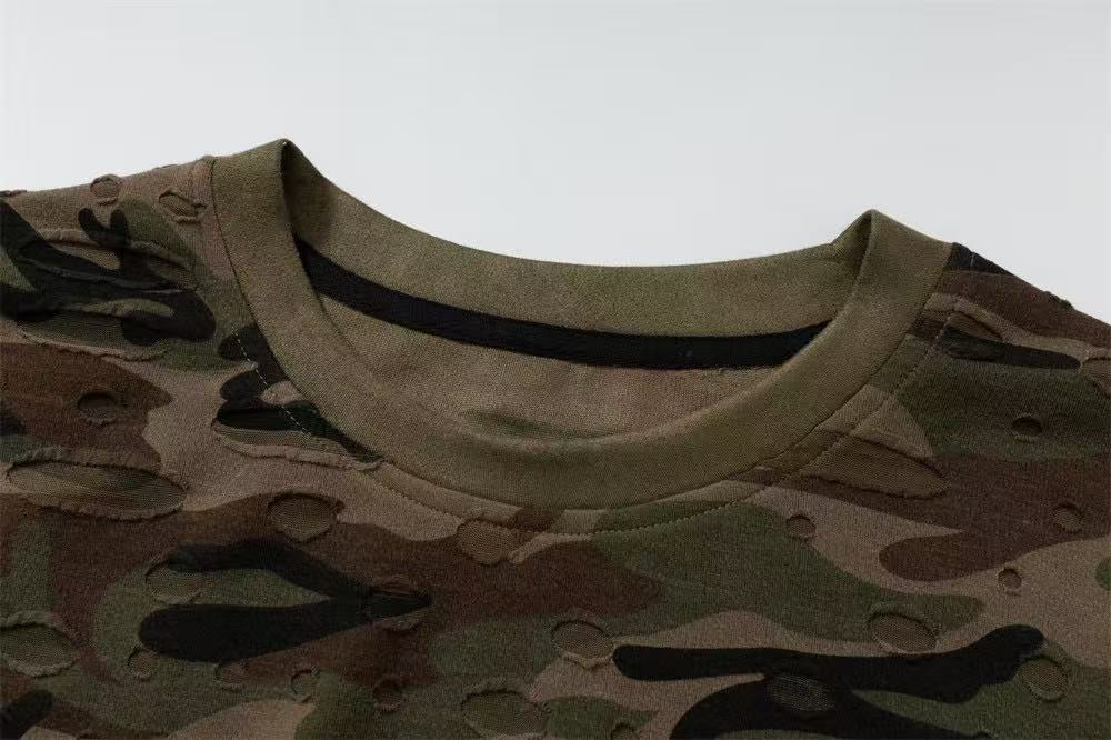 Distressed Camo Sleeveless Tank Top