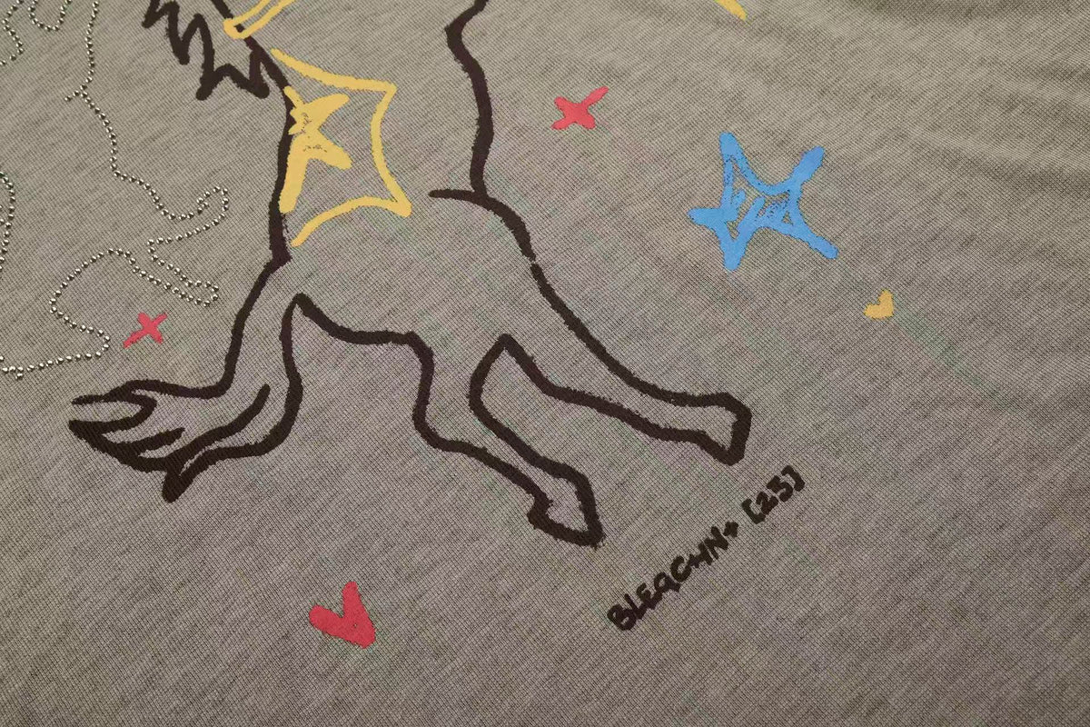 Streetwear Horse Sketch Graphic Long Sleeve