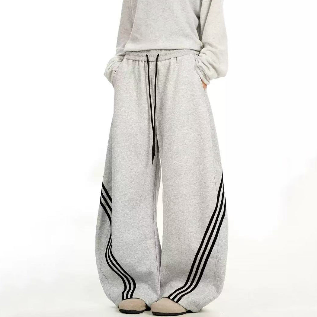 Retro Side Stripe Baggy Wide-Leg Sweatpants