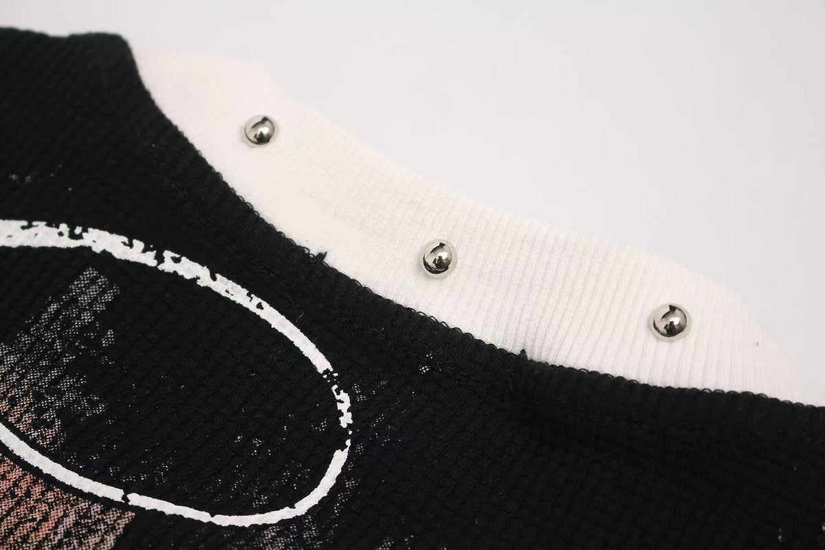 Saint Tears Cross Print Waffle Knit T-Shirt