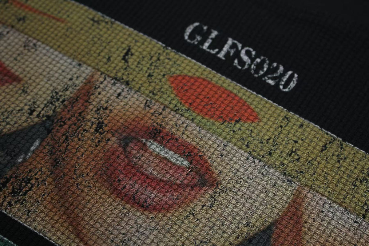 Mouth Collage Print Waffle Knit T-Shirt
