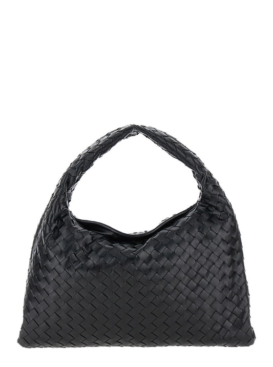 Bottega Veneta Women Shoulder Bag 'Hop Piccola' With Intreccio Motif In Black Leather For Women