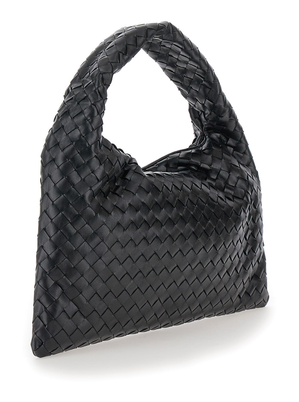 Bottega Veneta Women Shoulder Bag 'Hop Piccola' With Intreccio Motif In Black Leather For Women