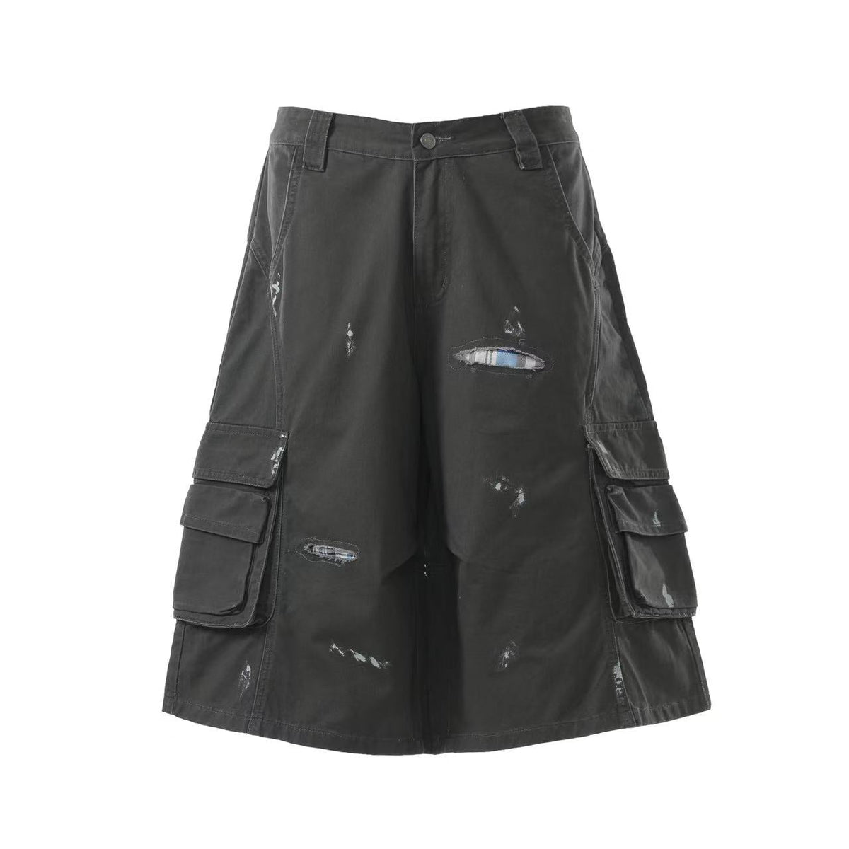 Distressed Vintage Wide-Leg Cargo Jorts