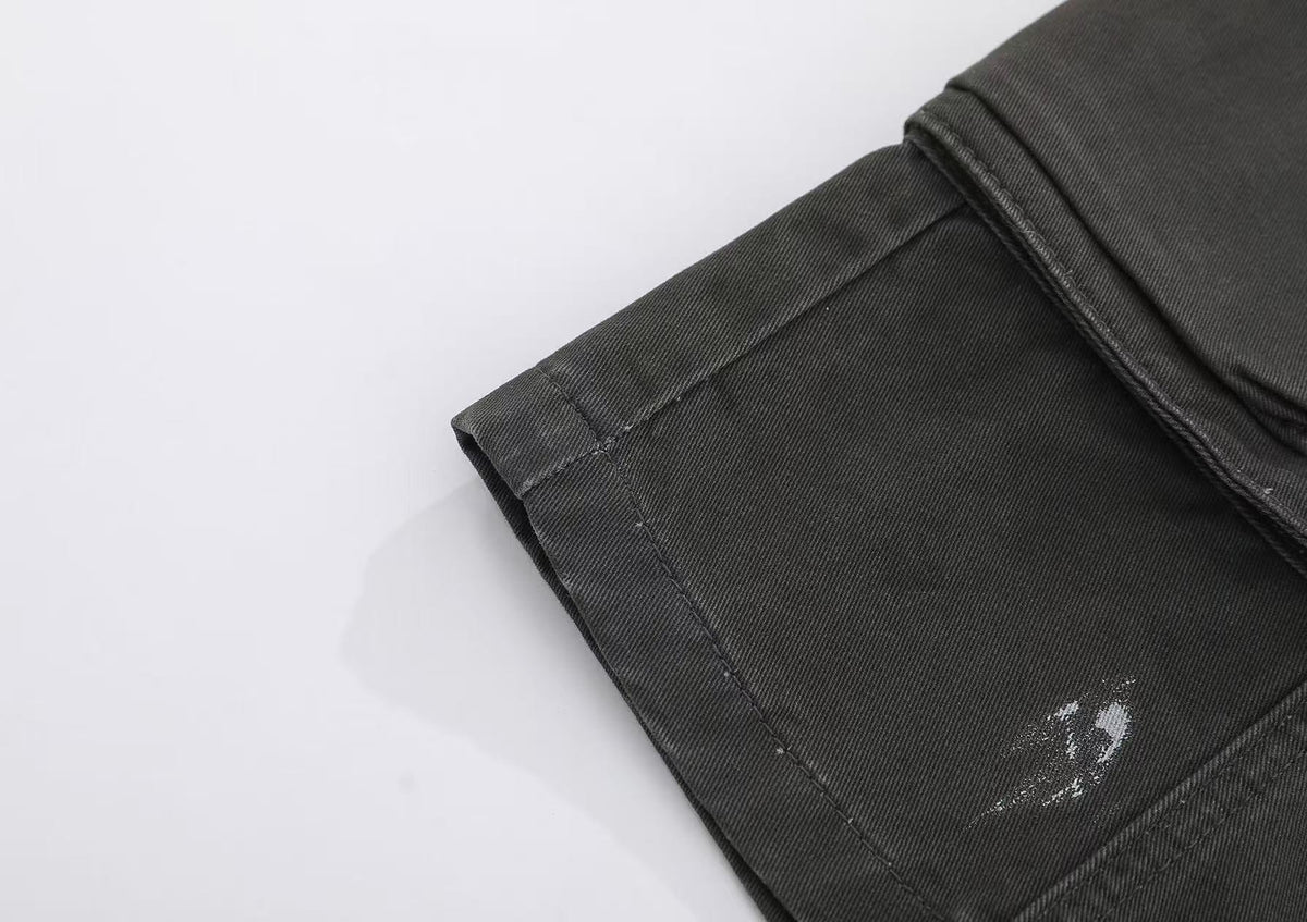 Distressed Vintage Wide-Leg Cargo Jorts