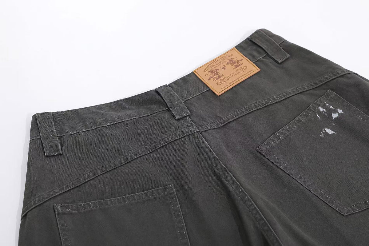 Distressed Vintage Wide-Leg Cargo Jorts