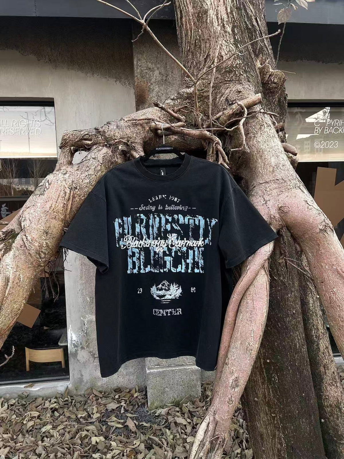 Streetwear Distressed Vintage Text Print T-Shirt