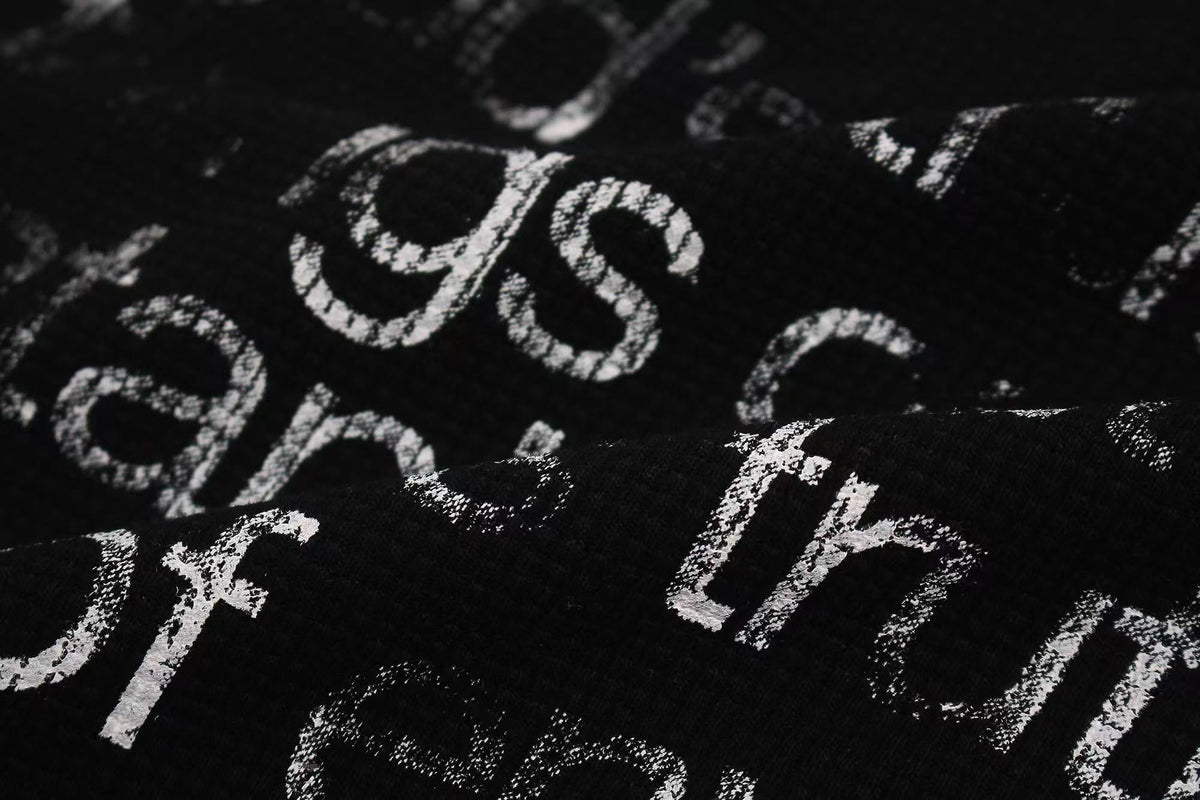 Dark Gothic Stud Cross Text Print T-Shirt