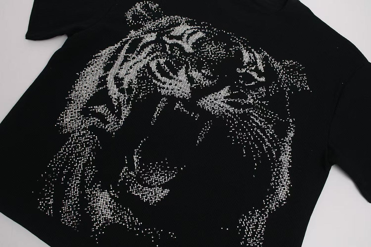 Streetwear Waffle Tiger Graphic Print T-Shirt