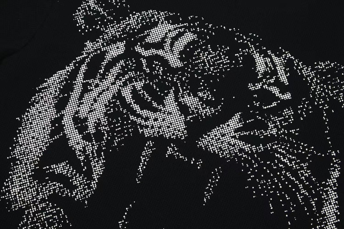 Streetwear Waffle Tiger Graphic Print T-Shirt