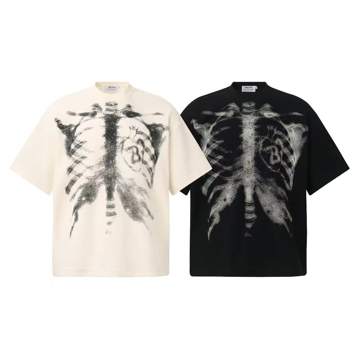 Streetwear Waffle Skeleton Print T-Shirt