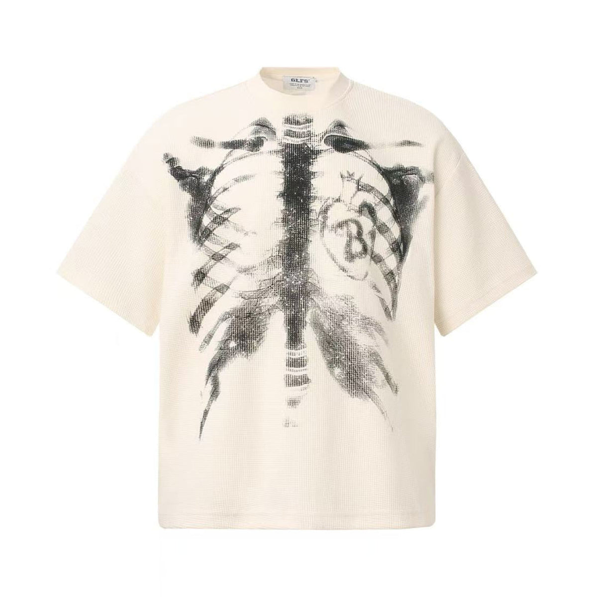 Streetwear Waffle Skeleton Print T-Shirt