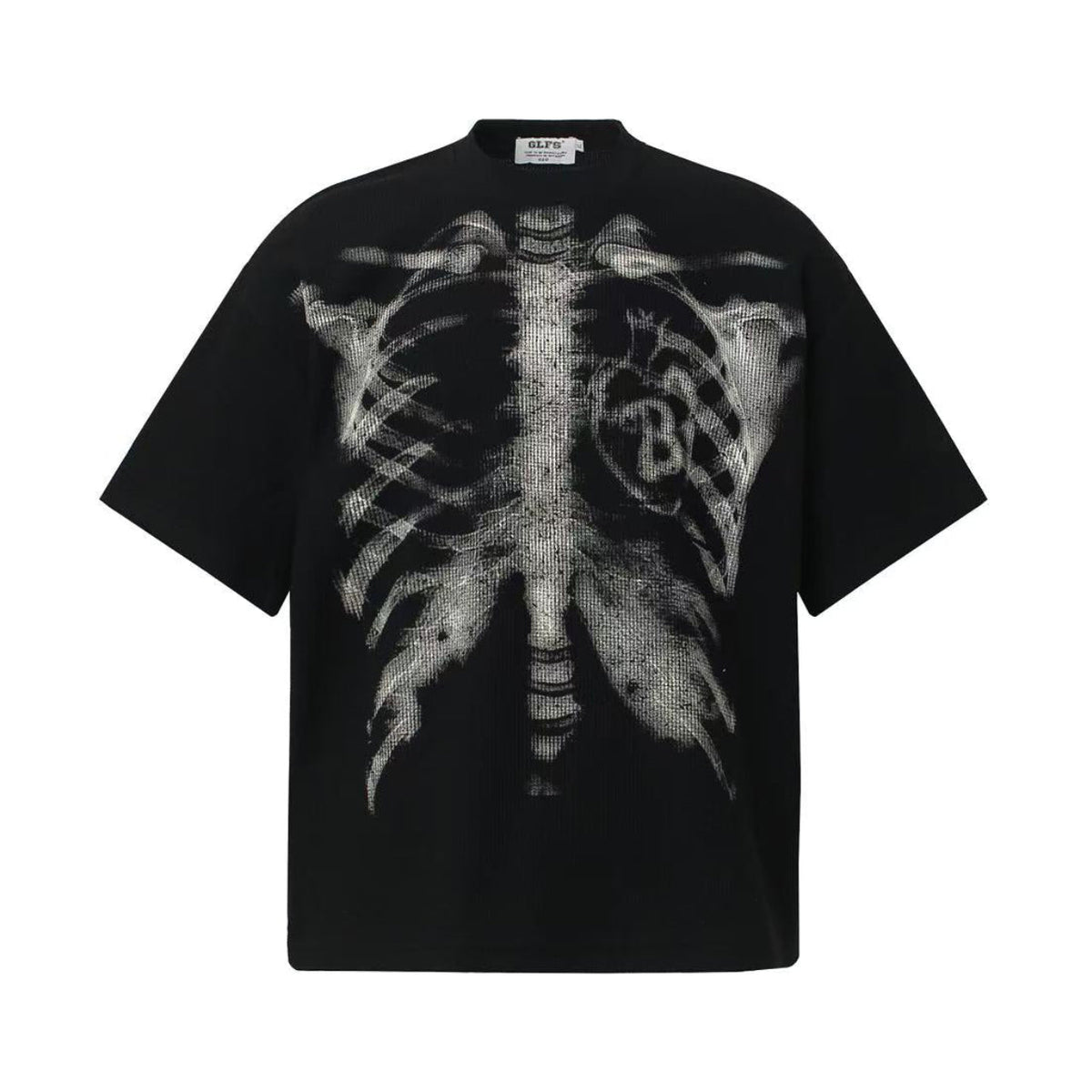Streetwear Waffle Skeleton Print T-Shirt