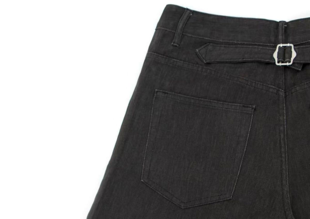 Multi-Button Pleated Baggy Cargo Pants