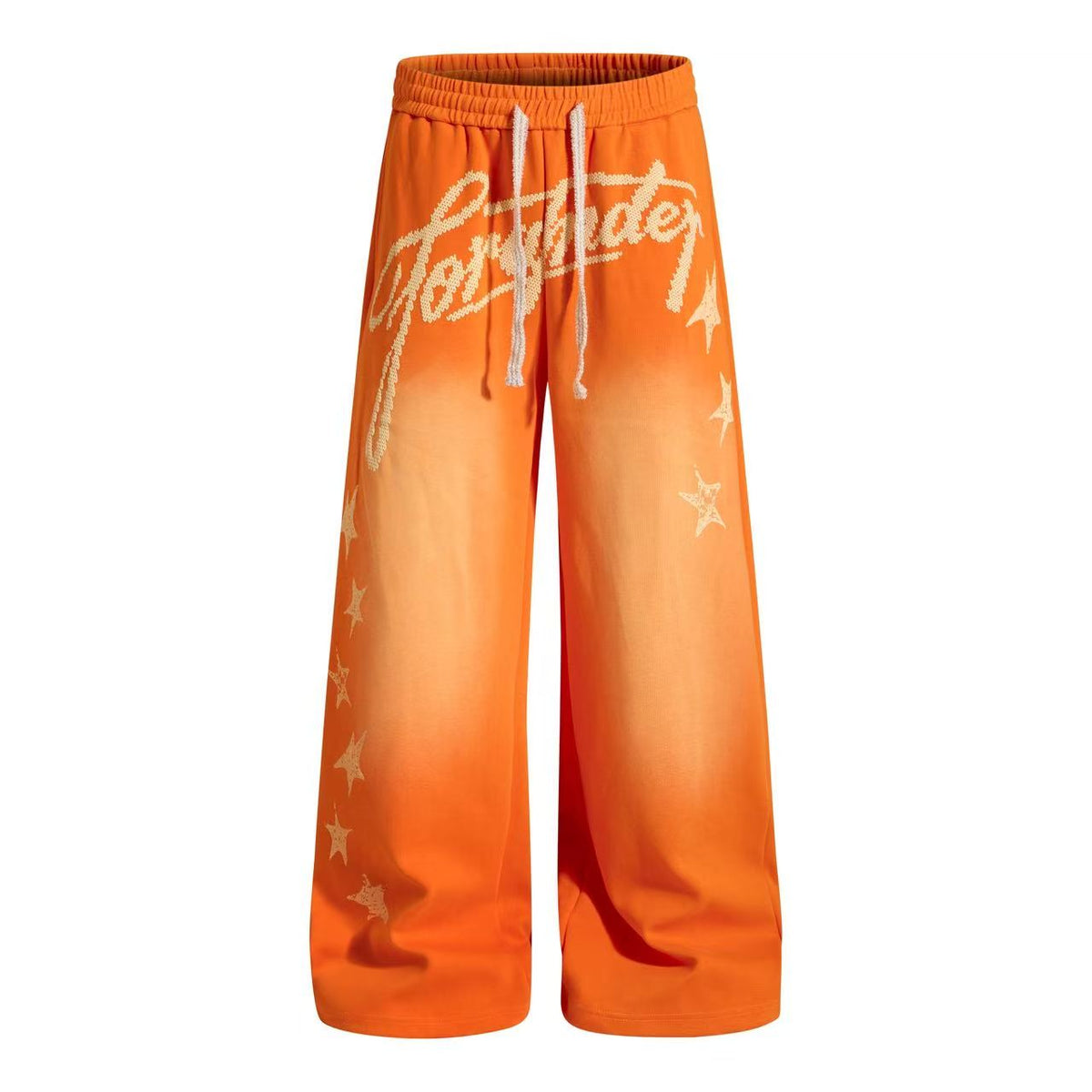 Gradient Star Script Print Wide-Leg Sweatpants