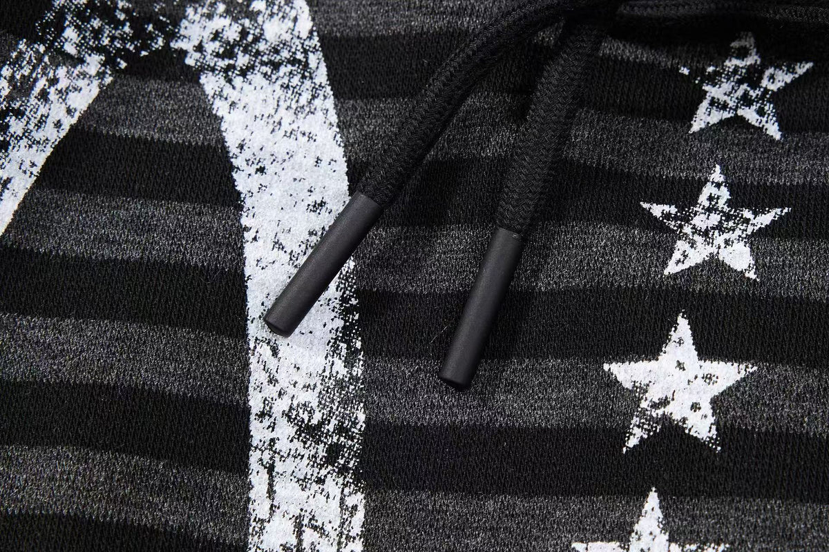 Striped Distressed Number Print Wide-Leg Sweatpants
