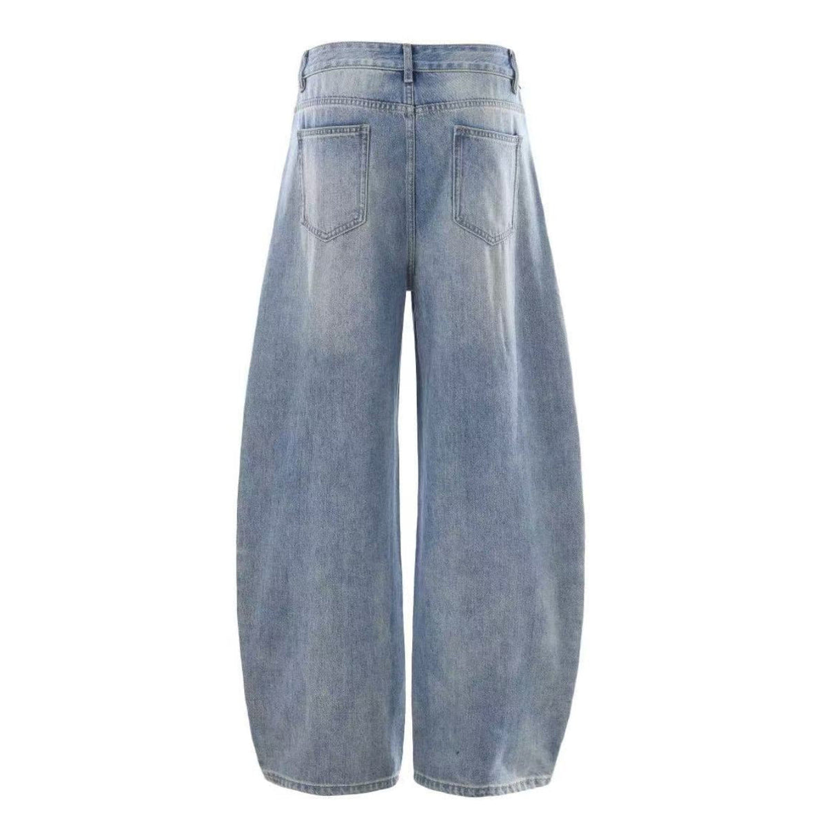 Light-Wash Side Multi-Strap Baggy Jeans