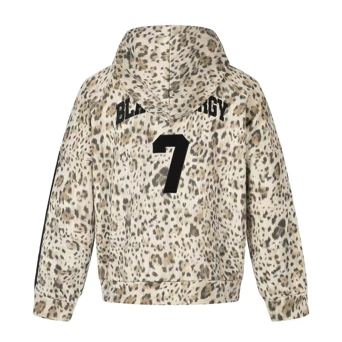 Leopard Print 3-Striped Zip-Up Hoodie